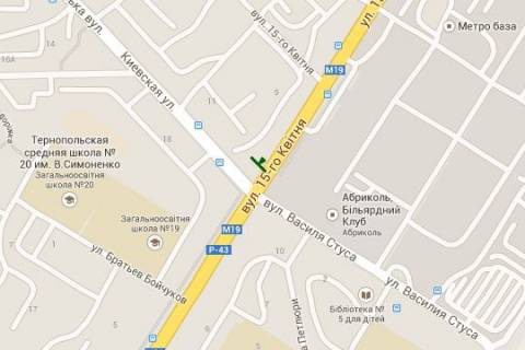 Billboard A in Ternopil, 3x6  Kiivs'ka st. - 15-go Kvitna st. scheme