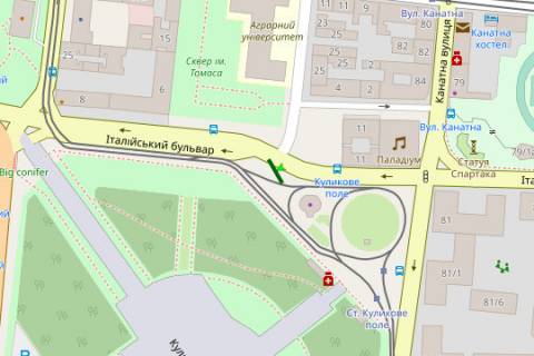 Billboard A in Odessa, 3x4  Italijs'kij bul'v. - Gimnazicna st. scheme