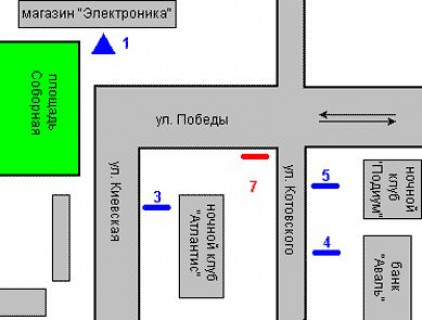 Citylight A in Vasylivka, 1.2x1.8  Mihajla Grusevs'kogo st. (Kotovs'kogo st.) - Peremogi st. scheme