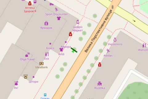 Citylight B in Kropyvnytskyi (Kirovograd), 1.2x1.8  Velika Perspektivna st., 50 (No1) scheme