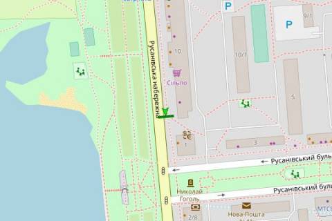 Citylight B in Kyiv, 1.2x1.8  Rusanivs'ka nab., 10, No1 scheme