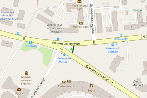 Scrolller, Scroll A in Lutsk, 2.3x3.14  Київський майдан - Волі просп. - Рівненьська вул. - Дубнівська вул. - 616449 scheme