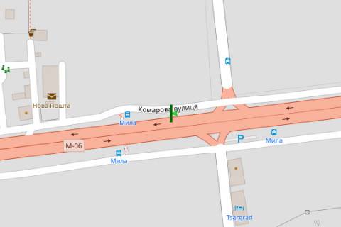 Billboard A in Kiev roads, 3x6  Kiiv - Zitomir, 13km+000m vid Kieva (u napramku  Zitomira (povorot na pgt Dmitrovku)) scheme