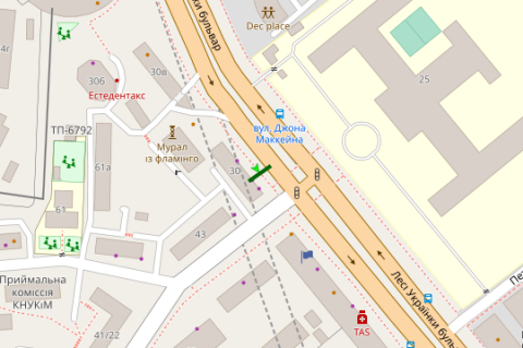 Video Billboard + in Kyiv, 2.3x3.14  Lesi Ukrainki bul'v., 30 (restoran Fenix) (TT 4.8 676h468) - 390529 scheme