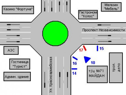 Citylight A in Chernivtsi, 1.2x1.8  Nezaleznosti prosp. - Geroiv Majdanu st., 71 scheme