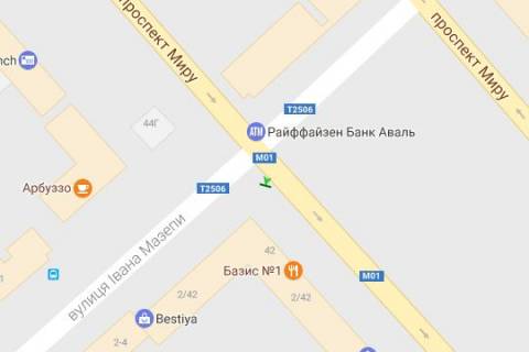 Backlight A in Chernihiv, 1.2x1.8  Miru prosp. - Ivana Mazepi st. (Sorsa st.) scheme