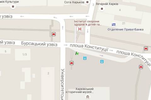 Non-Standard B in Kharkiv, 1.2x1.8  Конституції пл. - Університетська вул., (зупинка) №1 (В) scheme