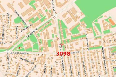 Billboard A in Rivne, 3x6  Grusevs'kogo Akademika st. - Strutins'koi st. scheme