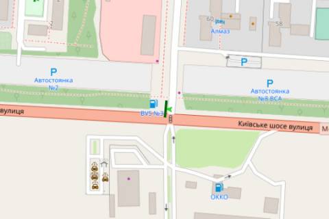Billboard A in Poltava, 3x6  Kiivs'ke sose - 23 Veresna st. scheme
