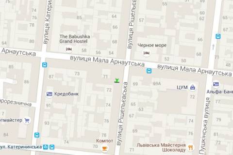 Citylight A in Odessa Risel'evs'ka st., 70 - Mala Arnauts'ka st. (napravl na zalizn. vokzal) scheme