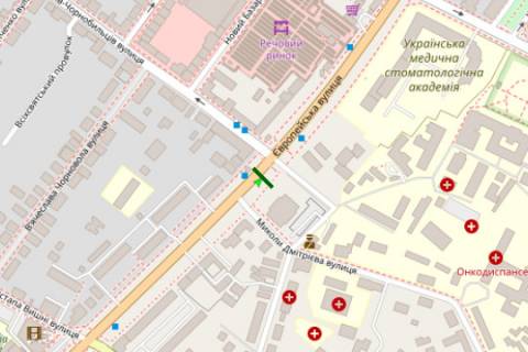 Citylight A in Poltava, 1.2x1.8  Evropejs'ka st., 49 - Geroiv-cornobil'civ st. scheme