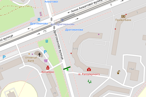 Billboard A in Vasylivka, 3x6  Dragomanova st. - Anni Ahmatovoi st. scheme