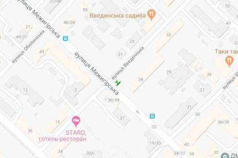 Citylight B in Kyiv, 1.2x1.8  Mezigirs'ka st. - Vvedens'ka st., 26 scheme