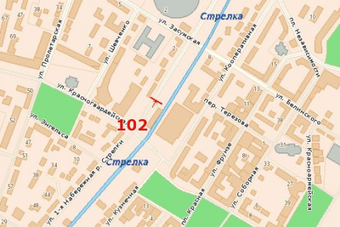 Billboard A in Sumi, 3x6  1-a Naberezna r. Strilki st. scheme