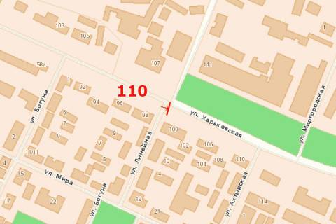 Billboard A in Sumi, 3x6  Harkivs'ka st. - Linijna st. scheme