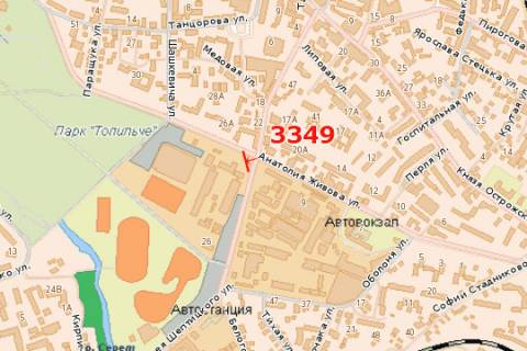 Billboard B in Ternopil, 3x6  Anatolia Zivova st. - Mitropolita Andria Septic'kogo st. scheme