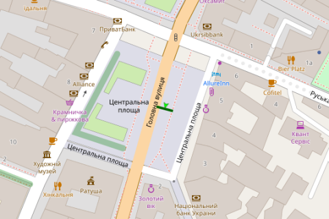 Backlight B in Chernivtsi, 1.2x1.8  Central'na pl., (No2) - Golovna st. scheme