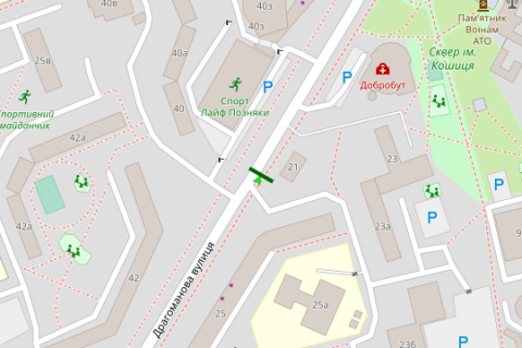 Scrolller, Scroll A in Vasylivka, 2.3x3.14  Dragomanova st., 25 Sport Life Poznaki - 422340 scheme