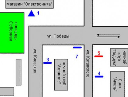 Backlight B in Zhytomyr, 1.2x1.8  Mihajla Grusevs'kogo st. (Kotovs'kogo st.) - Peremogi st., 10 scheme
