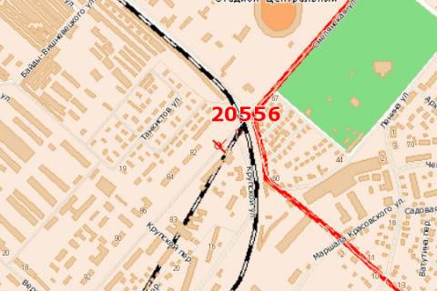 Billboard B in Cherkasy, 3x6  Smilans'ka st., 75 - Volodimira Lozesnikova st. (Krups'koi st.) scheme