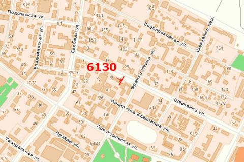 Billboard A in Khmelnitsky, 3x6  Sevcenka st. - Svobodi st. scheme