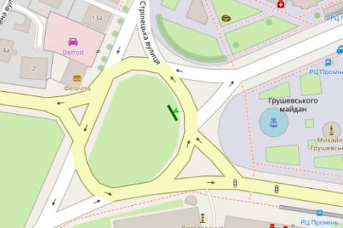 Billboard A in Lutsk, 3x6  Prezidenta Grusevs'kogo prosp. - Vasilia Mojsea prosp. (prava) scheme