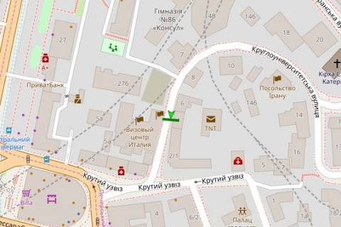 Citylight B in Kyiv, 1.2x1.8  Kruglouniversitets'ka st., 4 scheme