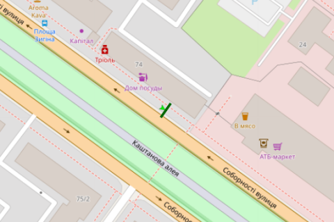 Citylight B in Poltava, 1.2x1.8  Sobornosti st., 74 (No1) scheme