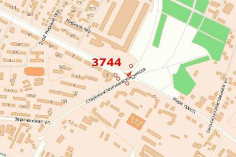 Billboard A in Khmelnitsky, 3x6  Starokostantinivs'ke sose - Miru prosp. scheme