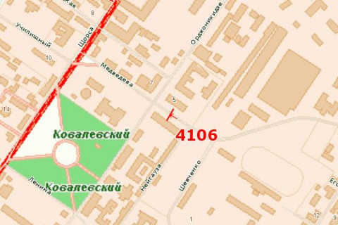 Billboard B in Kropyvnytskyi (Kirovograd) Evgena Cikalenka st. (Medvedeva st.), 11 - Kavalerijs'ka/El'vorti st. (Kavalerijs'ka/El'vorti st.) scheme