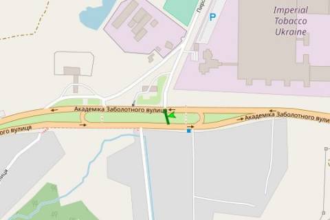 Billboard A in Kyiv, 3x6  Akademika Zabolotnogo st., 35 - slah Pirogivs'kij st. (Cervonopraporna st.), 158/1, na rozpodiluvaci (u napramku Odes'koi pl.) scheme