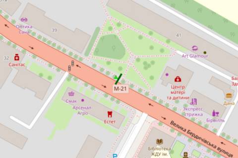 Citylight B in Zhytomyr, 1.2x1.8  Velika Berdicivs'ka st., 43 scheme