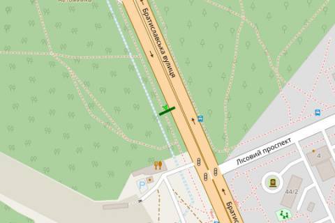 Billboard A in Kyiv, 3x6  Bratislavs'ka st., 200 metriv do perehr. z Lisnim prosp. (u napramku  Unosti st.) scheme