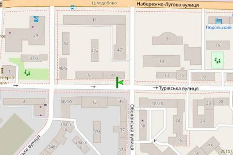 Citylight B in Kyiv, 1.2x1.8  Turivs'ka st., 11/41 scheme