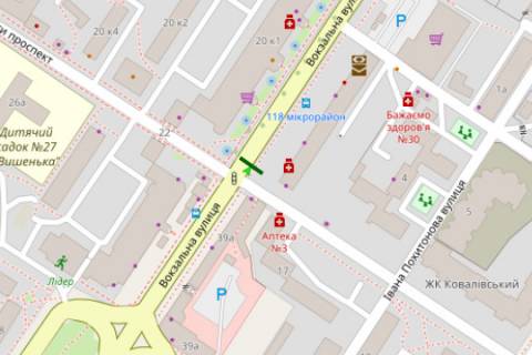 Citylight A in Kropyvnytskyi (Kirovograd), 1.2x1.8  Vokzal'na st. (Zovtnevoi Revolucii st.), 37/16 scheme