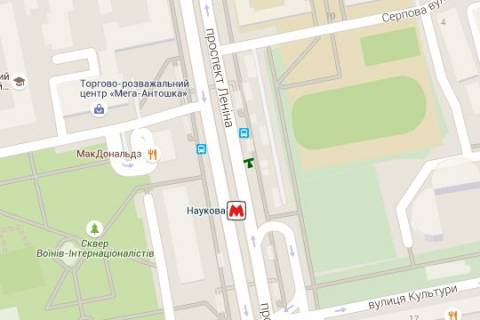 Citylight A in Kharkiv, 1.2x1.8  Nauki prosp. (Lenina prosp.) - Serpova st., (zupinka) No4 scheme