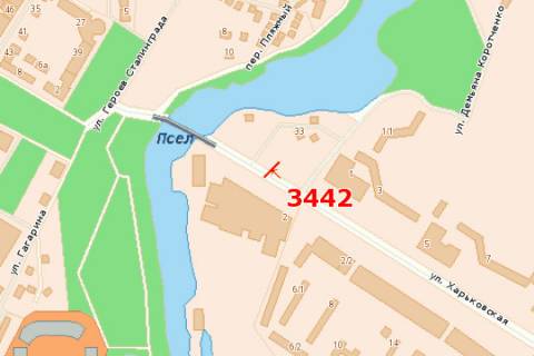 Billboard A in Sumi, 3x6  Harkivs'ka st. (zup. "TC Manufaktura") scheme