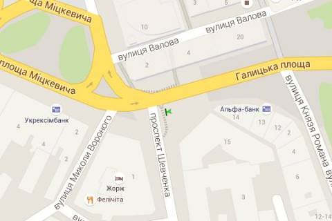 Citylight B in Lviv, 1.2x1.8  Galic'ka st., 15 - Galic'ka pl. scheme