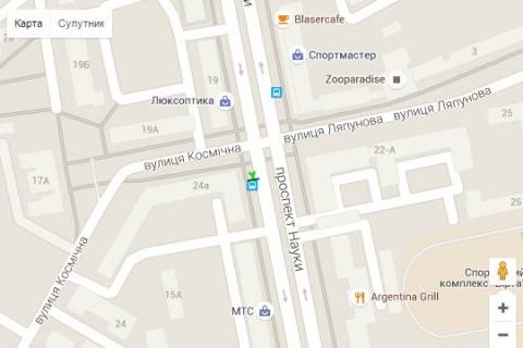 Non-Standard A in Kharkiv, 1.2x1.8  Науки просп. (Леніна просп.) - Космічна вул., (зупинка) scheme