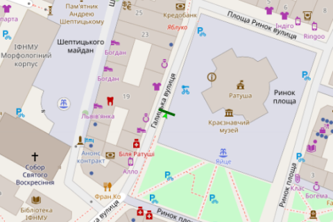 Citylight A in Ivano-Frankivsk, 1.2x1.8  Rinok pl. - Galic'ka st., 19 scheme