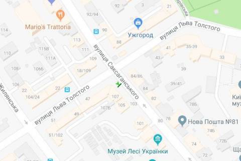 Citylight B in Kyiv, 1.2x1.8  Saksagans'kogo st., 107/47  scheme