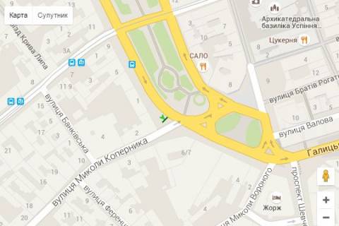 Citylight A in Lviv, 1.2x1.8  Svobodi prosp., 1/3 - Kopernika st. scheme