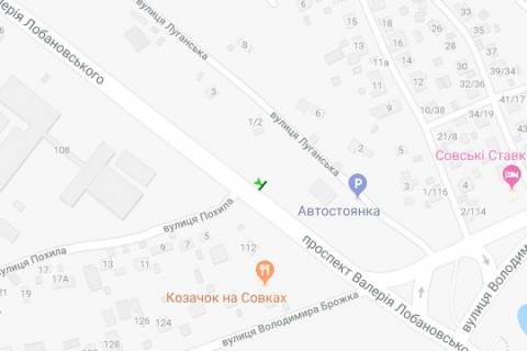 Backlight B in Vasylivka, 2.3x3.14  Lobanovs'kogo Valeria prosp. (Cervonozoranij prosp.) - Pohila st., navproti (v napravl. Demiivs'koi pl.) scheme