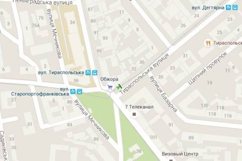 Citylight B in Odessa, 1.2x1.8  Tiraspol's'ka st., 34 - Staroportofrankivs'ka st., 97 - Kolontaevs'ka st. (ostanovka) scheme