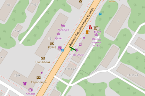 Citylight A in Kropyvnytskyi (Kirovograd), 1.2x1.8  Velika Perspektivna st., 11 scheme