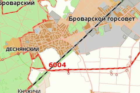 Billboard B in Brovary, 3x6  Kiiv - Cernigiv, 10 km + 710 m (zliva v  naav. m. Cernigova;  3km vid Brovariv) scheme