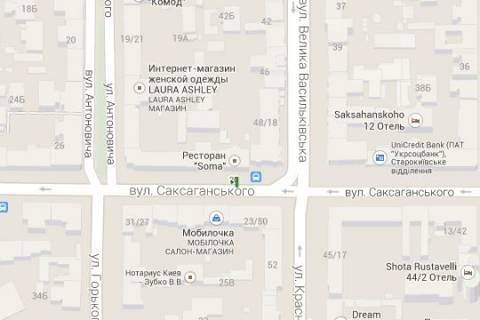 Citylight B in Vasylivka, 1.2x1.8  Saksagans'kogo st., 20-22 - Velika Vasil'kivs'ka st., restoran "McDonald's" scheme