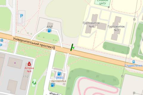 Billboard A in Kropyvnytskyi (Kirovograd), 3x6  Universitets'kij prosp., 16 scheme