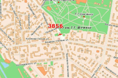 Billboard B in Rivne, 3x6  Cornovola Vaceslava st. - Banderi Stepana st. (v bik Prihod'ka st.) scheme