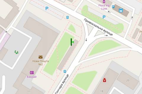 Billboard A in Bila Tserkva, 3x6  Privokzal'na st. - Olesa Goncara st. (60-ricca Zovtna st.) scheme